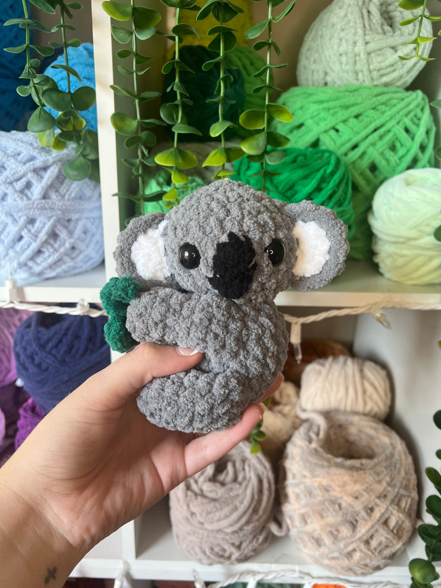 Baby Koala with Eucalyptus Leaf