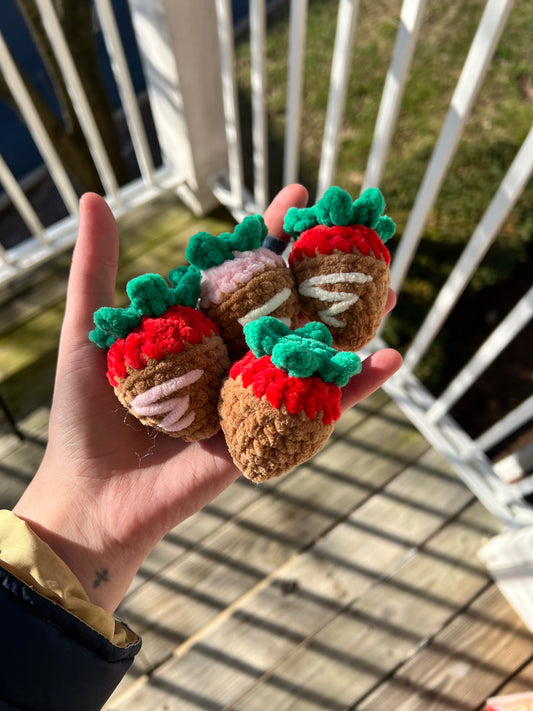 Small Chocolate Covered Strawberry Plushie